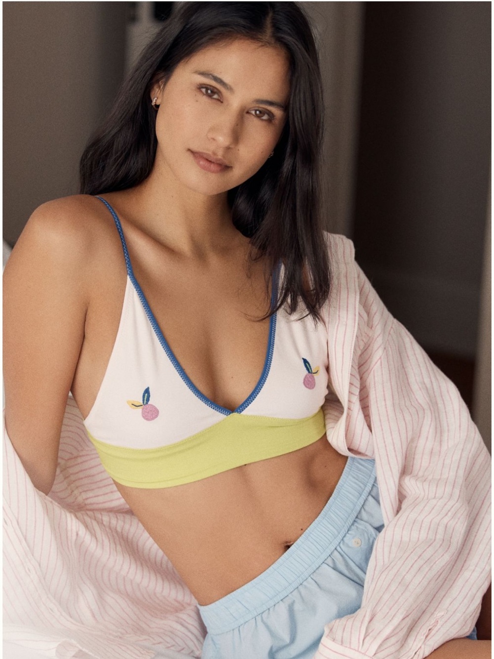 NWT Anthropologie Emily Isabella Seamless Plunge Bralette Small / Medium